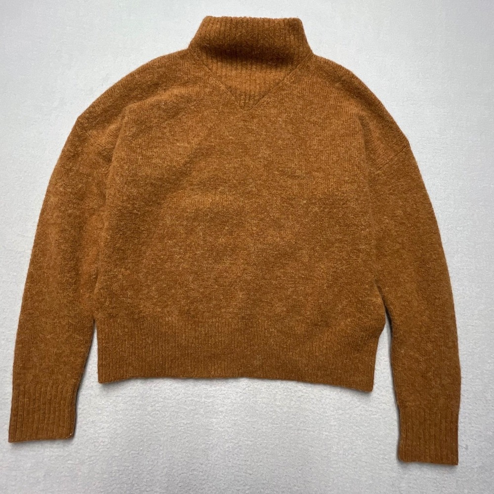 Madewell Mock Neck Sweater Textured Knit Warm Amber‎ Size S